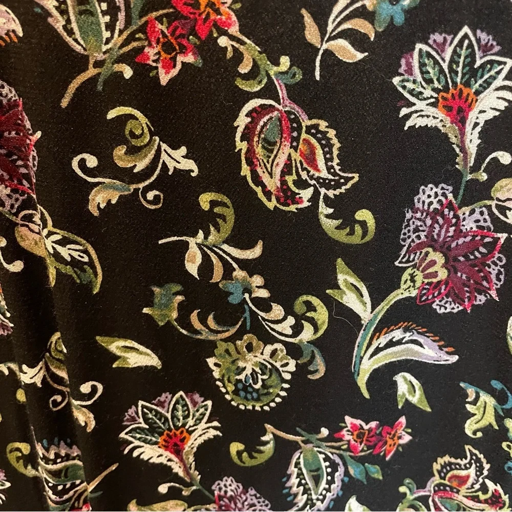 J. Jill Floral Long Sleeve Blouse Tunic in Black Green and Burgundy